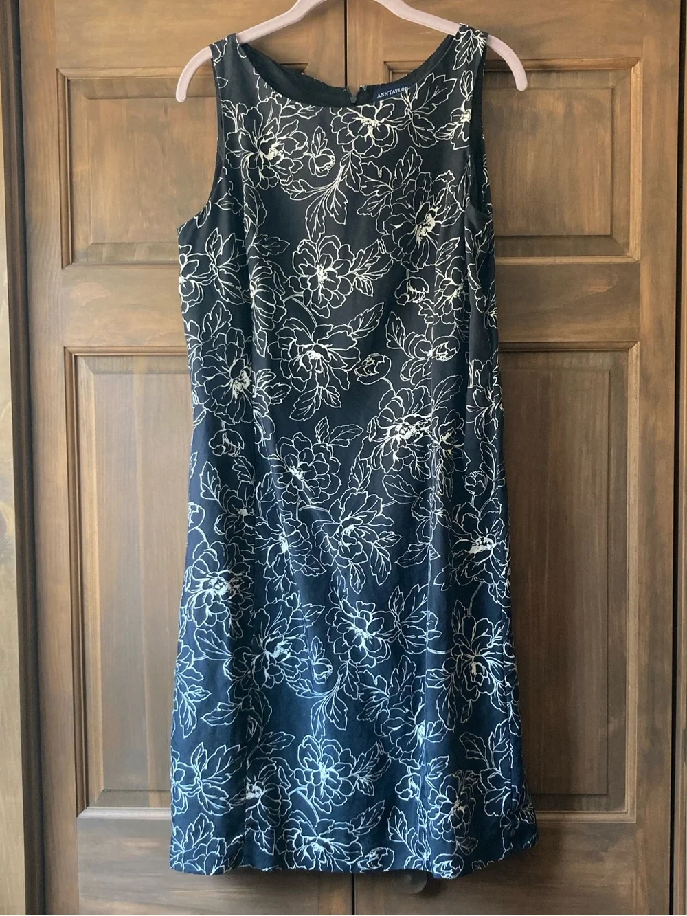 Ann Taylor Black & Cream Floral Print Silk Dress 12 - Picture 1 of 7